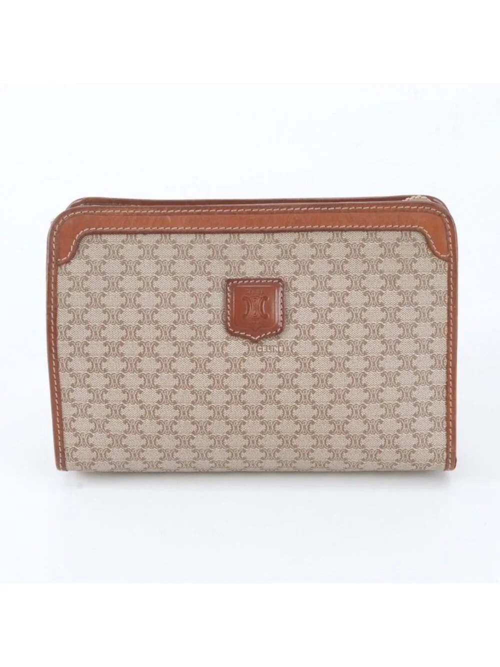 Celine Macadam Leather Clutch Pouch Brown